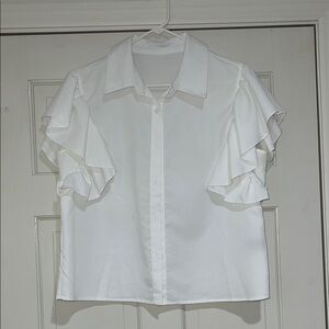 SHEIN White Ruffle Sleeve Blouse